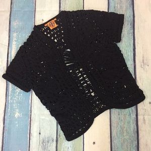 Tory Burch Navy Crochet Cardigan Sweater Medium